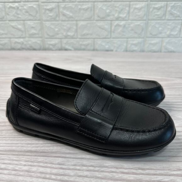 Geox New Fast Boy Leather loafers Kids 33 Black Leather Breathable Antibacterial - Picture 1 of 9